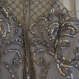 Silver and Rhinestone Prom Dress